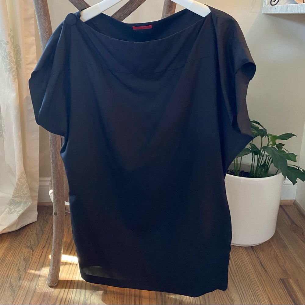 Black Prada Button top or dress with Pockets Silk